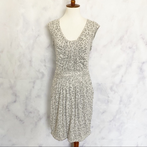 Rebecca Taylor Heather Grey Leopard Ruched Dress - Picture 2 of 11